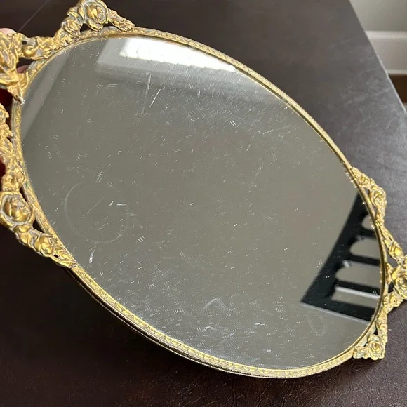Vintage gold tone Mirror Vanity Tray - Picture 6 of 7